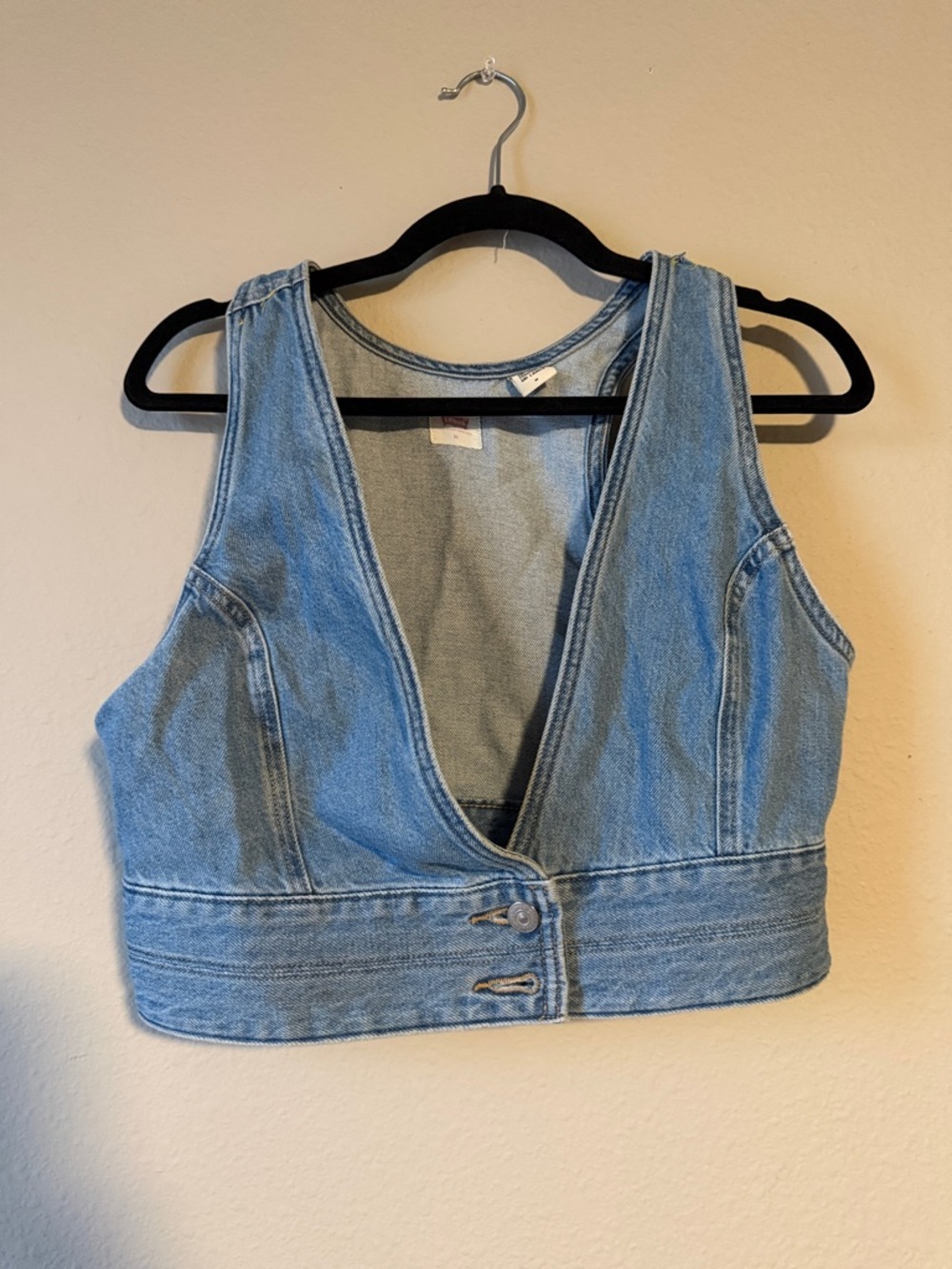 Levi's Light Blue Denim Cropped Vest